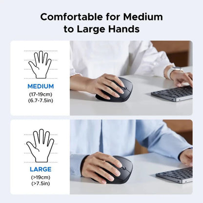 UGREEN Multi-Mode 4000 DPI Wireless Ergonomic Mouse with Bluetooth / 2.4GHz Connectivity