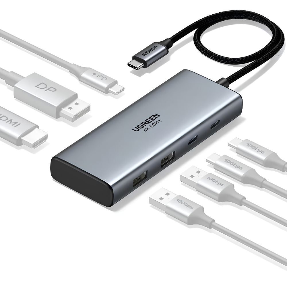 UGREEN 7-in-1 USB-C Hub w/ 8K DisplayPort, 4K HDMI, 100W PD, Dual USB-C & Dual USB-A | CM498
