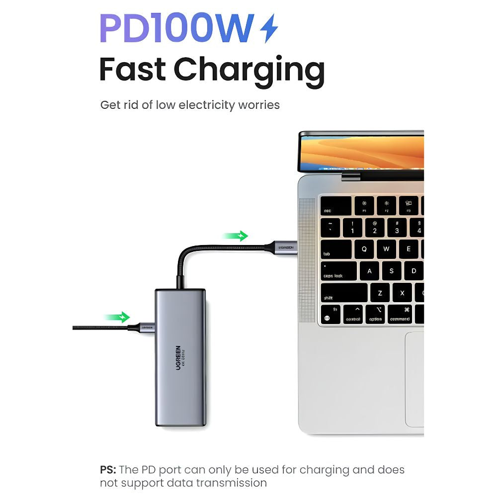 UGREEN 7-in-1 USB-C Hub w/ 8K DisplayPort, 4K HDMI, 100W PD, Dual USB-C & Dual USB-A | CM498