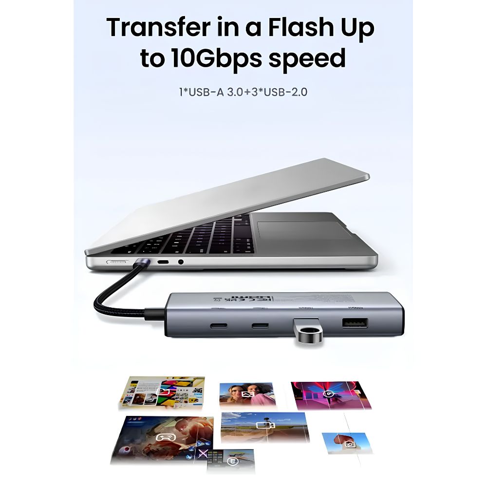UGREEN 7-in-1 USB-C Hub w/ 8K DisplayPort, 4K HDMI, 100W PD, Dual USB-C & Dual USB-A | CM498