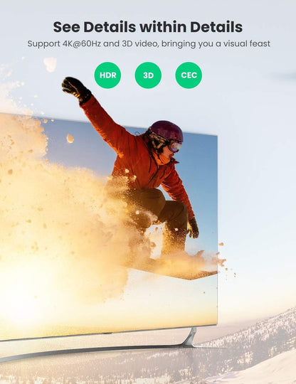 UGREEN 2-in-1 Female to Female HDMI 2.0 Switcher 4K/60Hz with 18Gbps Speed Bandwidth, 3D, CEC, HDR, Switch Button, LED Light Indicator for TV, Game Consoles, DVD player, Projector, Laptop, PC, Computers Windows, MacOs, Linux | 80126
