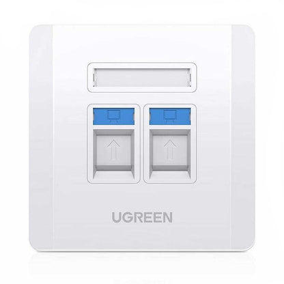 [CLEARANCE] UGREEN Dual Port Network and Telephone Wall Plate LAN / RJ45 / RJ11 Female to Female Keystone Wall Coupler Plate | 80182