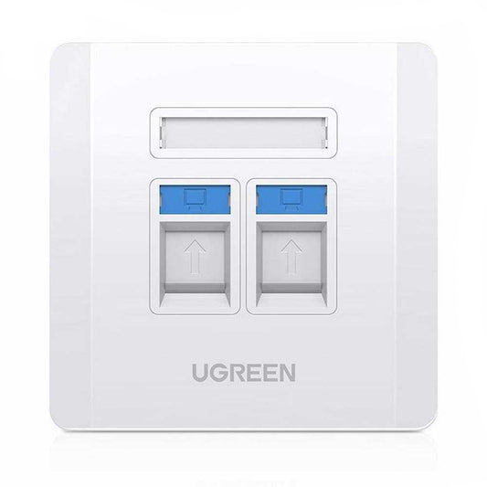 [CLEARANCE] UGREEN Dual Port Network and Telephone Wall Plate LAN / RJ45 / RJ11 Female to Female Keystone Wall Coupler Plate | 80182