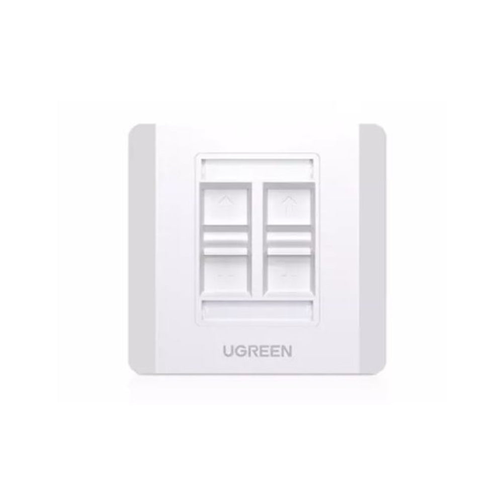 UGREEN 4 Port Network and Telephone Wall Plate LAN / RJ45 / RJ11 Female to Female Keystone Wall Coupler Plate | 80443