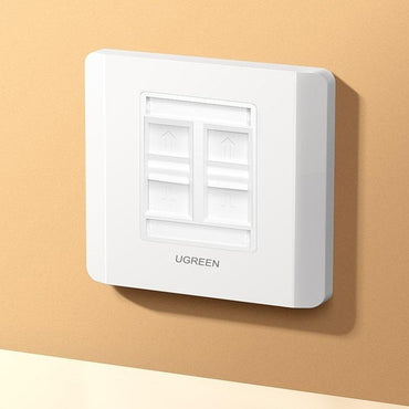 [CLEARANCE] UGREEN 4 Port Network and Telephone Wall Plate LAN / RJ45 / RJ11 Female to Female Keystone Wall Coupler Plate | 80443