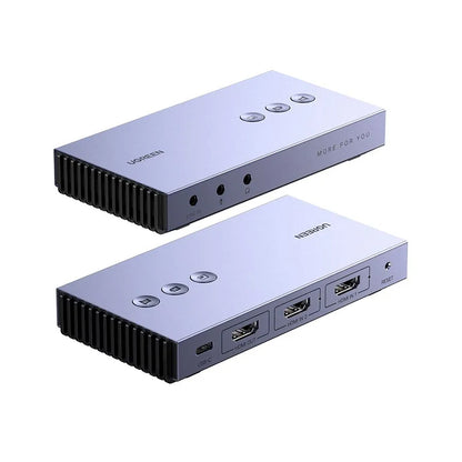 UGREEN Dual HDMI Input Video Capture Card 4K 30fps with 3.5mm Microphone Headphone Audio Ports, USB Type C with Pass Through and HDMI Output for Live Streaming and Recording | 80688