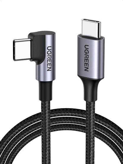 [CLEARANCE] UGREEN 3 Meters USB-C 2.0 to USB-C Right Angle Fast Charging Nylon Braided Cable 60W PD 20V/3A with 480Mbps Data Transfer | 80714