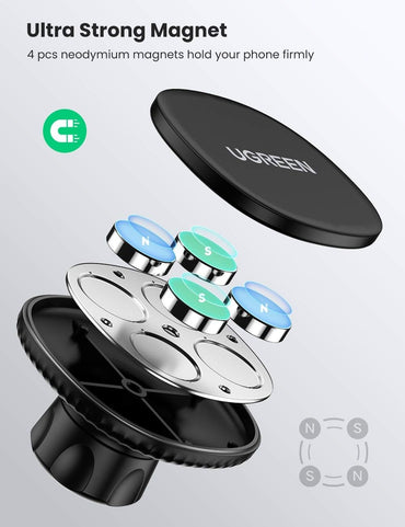 UGREEN Magnetic Mobile Phone Holder for Car Dashboard with 360° Rotating Angle and Strong Curved Adhesive Mount for iPhone 15 14 13 12 Pro Max MagSafe Samsung Galaxy S23 S22 S21 Huawei P50 P40 and Other Smartphones