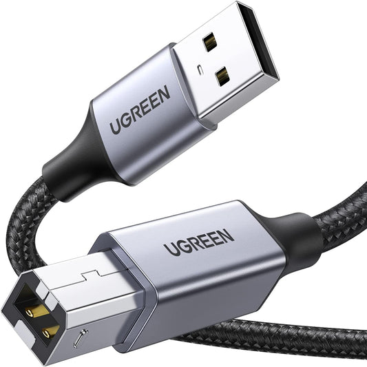 UGREEN 1.5 meters / 2 meters USB Type A to USB Type B 2.0 Cable Connector for Scanner, Printer and Fax Machine Wired Cable Connection to PC, Laptop, Desktop Computers | 80802 80803
