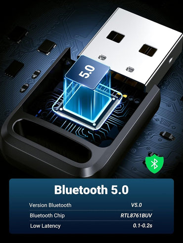 [CLEARANCE] UGREEN USB Bluetooth 5.0 Adapter with 20 Meters Operating Distance, Connect Up to 5 Max Devices and 2400Mhz Frequency Range, LED Indicator for Desktop, Laptop, PC Windows 7/8.1/10/11 | 80890