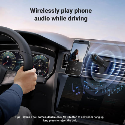 UGREEN 2-in-1 Wireless Bluetooth 5.0 Mini 3.5mm Auxiliary Audio Jack Transmitter & Receiver Adapter with 2400MHz Range, 10M Operating Distance, 5-8 Hours Battery Life for PC, Tablet, Speakers, Projectors, Laptop, Smartphone | 80893