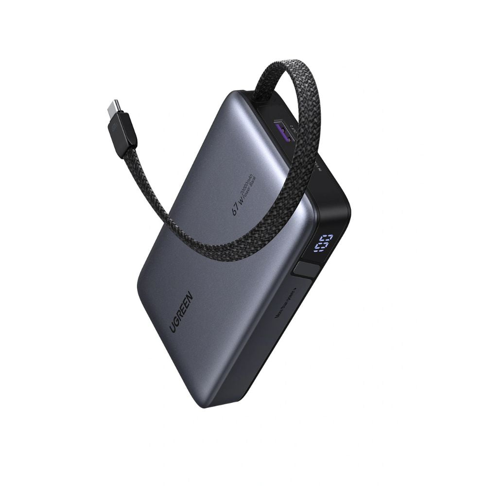 UGREEN Nexode 20000mAh 67W Fast Charging Power Bank Built-In USB-C Cable LED Battery Indicator Display - PB550 | 85166B