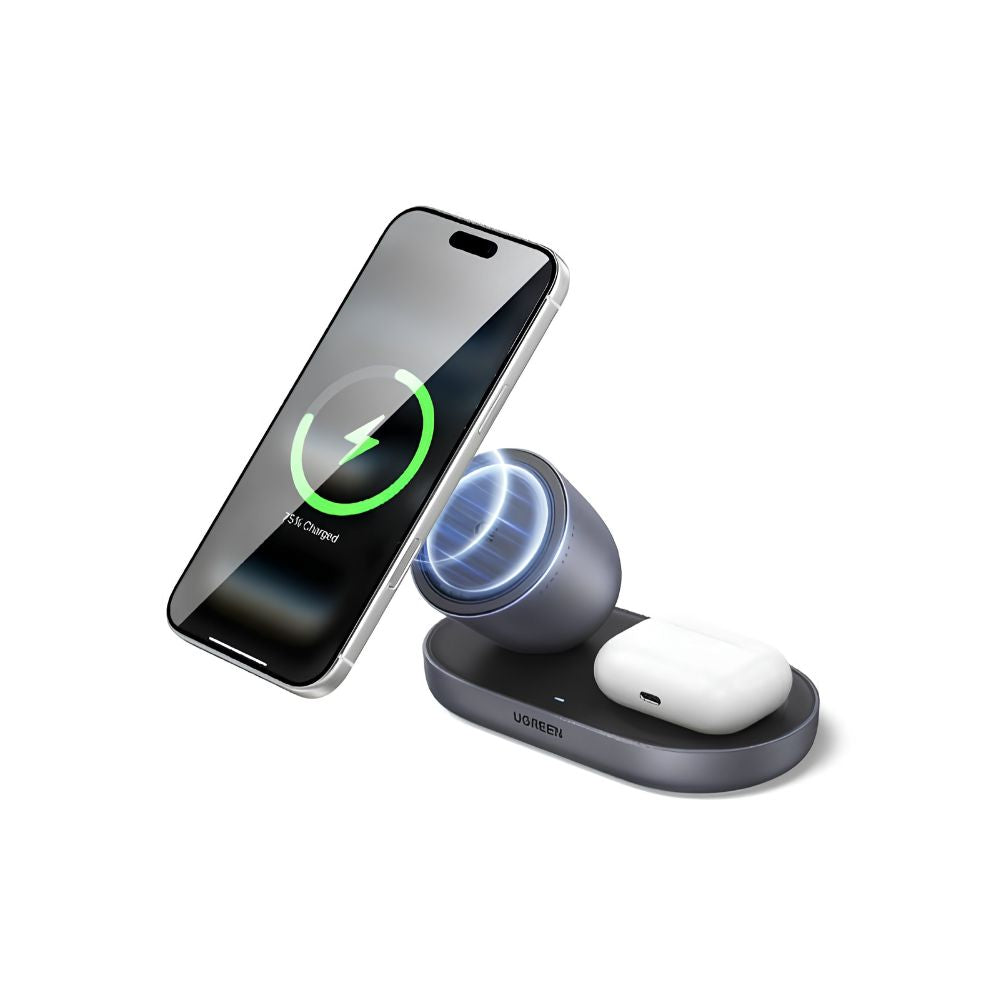 UGREEN ZAPIX 2 in 1 MagSafe 30W Wireless Charger Stand for Magnetic Smartphones and Earbuds