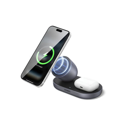 UGREEN ZAPIX 2 in 1 MagSafe 30W Wireless Charger Stand for Magnetic Smartphones and Earbuds