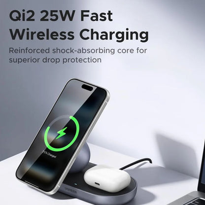 UGREEN ZAPIX 2 in 1 MagSafe 30W Wireless Charger Stand for Magnetic Smartphones and Earbuds