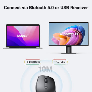 [CLEARANCE] Ugreen Wireless Ergonomic Mouse with 4000 Max DPI, 2.4Ghz Wireless and Bluetooth 5.0 Mode for PC, Laptop, Desktop Computer, MacBook, iMac, Windows, macOS, Chrome OS, Linux | 90395
