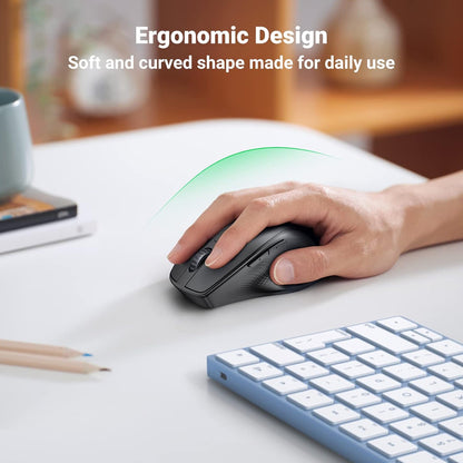 [CLEARANCE] Ugreen Wireless Ergonomic Mouse with 4000 Max DPI, 2.4Ghz Wireless and Bluetooth 5.0 Mode for PC, Laptop, Desktop Computer, MacBook, iMac, Windows, macOS, Chrome OS, Linux | 90395
