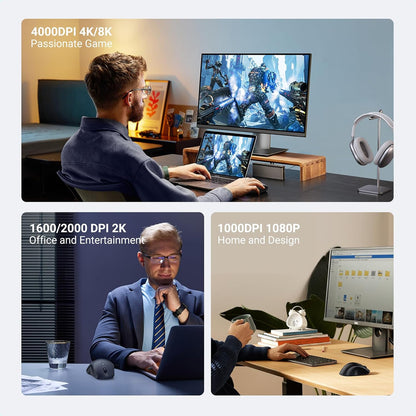 [CLEARANCE] Ugreen Wireless Ergonomic Mouse with 4000 Max DPI, 2.4Ghz Wireless and Bluetooth 5.0 Mode for PC, Laptop, Desktop Computer, MacBook, iMac, Windows, macOS, Chrome OS, Linux | 90395