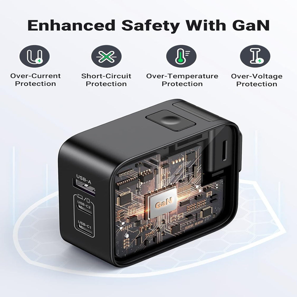 [CLEARANCE] UGREEN Nexode 65W 3-Port USB GaN Charger Fast Charging Travel Adapter with US/UK/EU Plug for iPhone Pro Max, iPad Air Mini Pro, MacBook, Huawei, Samsung Galaxy Plus Ultra, Google Pixel, Android Smartphone, Tablet, Laptop, etc. | 90409