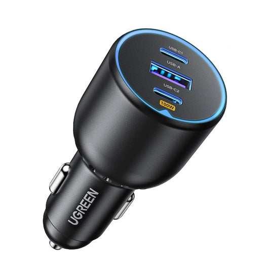 UGREEN 130W 3 Port USB A and Type C PD Fast Charging Car Charger for Powered Car Accessories, Electronics, Gadgets, Mobile Phone, Tablet and Laptop | 90413