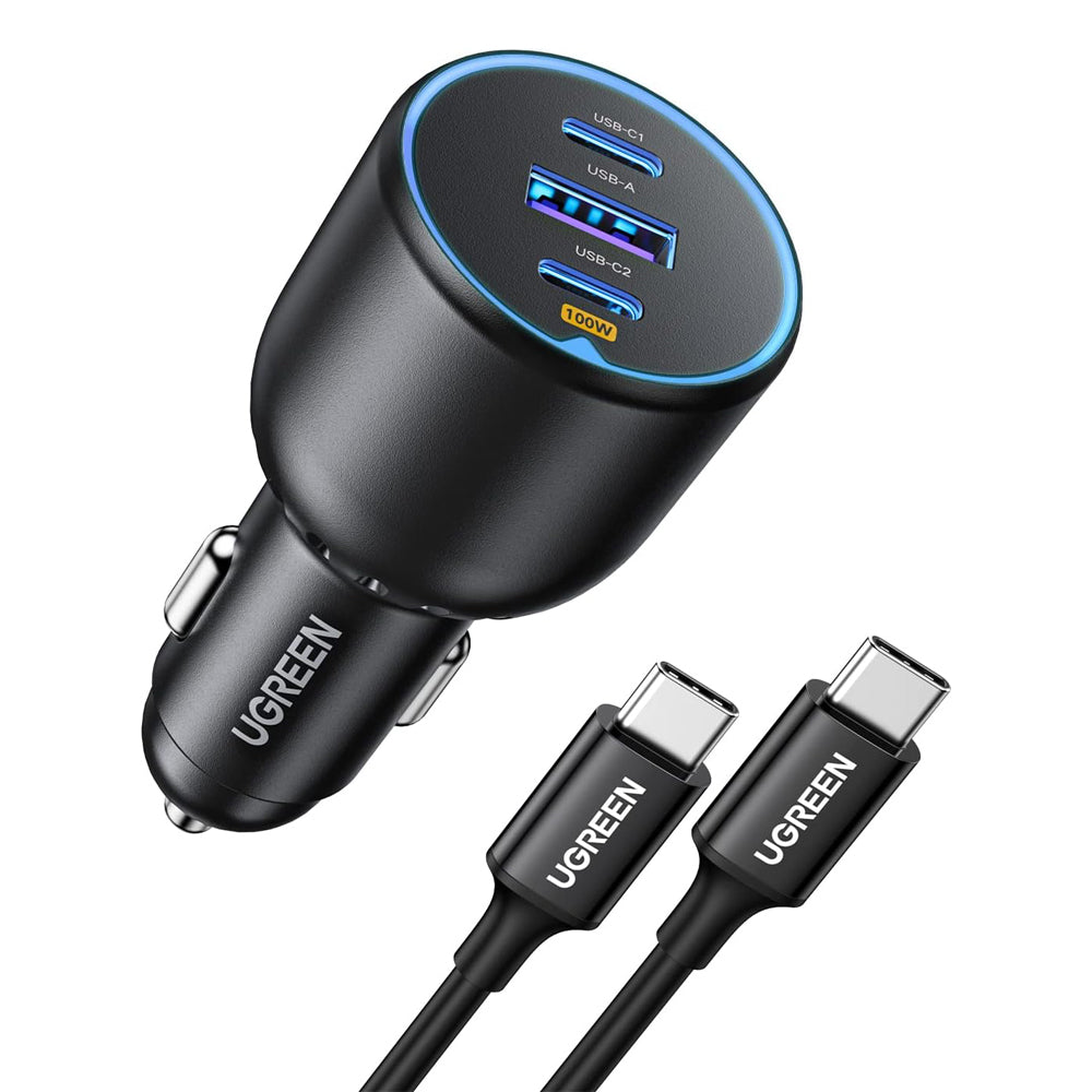 UGREEN 130W 3 Port USB A and Type C PD Fast Charging Car Charger for Powered Car Accessories, Electronics, Gadgets, Mobile Phone, Tablet and Laptop | 90413