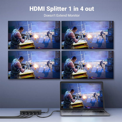 UGREEN 1 Input to 4 Output 4K HDMI 2.0 Splitter 1X4 (Plug & Play) with EDID Support - Compatible with Apple TV, SkyBox, Xbox, PS5/4, HD TV, Monitor, Projector | Audio & Video Components | 90514