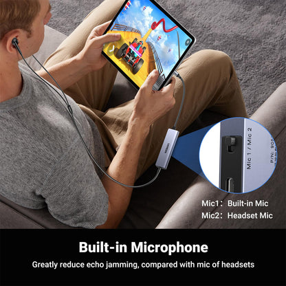 [CLEARANCE] Ugreen Portable USB-C to 3.5mm TRRS AUX Headphone & Microphone Audio Adapter with 60W PD Fast Charger & Hi-Res Audio 32 Bit 384Hz for Smartphone, Tablets, Laptop, PC, Earphone, Headset, Supports Windows, macOS, Linux, Android | 90518