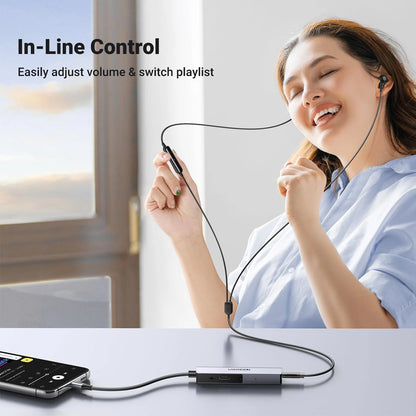 [CLEARANCE] Ugreen Portable USB-C to 3.5mm TRRS AUX Headphone & Microphone Audio Adapter with 60W PD Fast Charger & Hi-Res Audio 32 Bit 384Hz for Smartphone, Tablets, Laptop, PC, Earphone, Headset, Supports Windows, macOS, Linux, Android | 90518