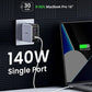 UGREEN Nexode 140W 3 Port GaN PD Fast Charge Charger with USB Type C Male to Male Charging Cable (1.5 Meters), USB C & USB A Ports for Laptop, Tablet, Phone, Camera, iPhone, iPad, MacBook, Apple & Android Smartphone | 90548