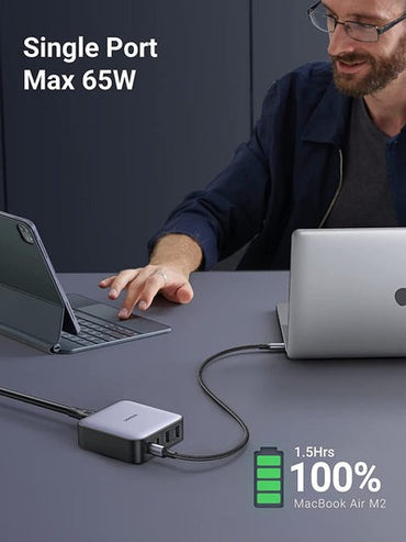 [CLEARANCE] UGREEN Nexode 65W 4-Port USB GaN Fast Desktop Charger with 1.5M Cable US Plug for Laptop, Tablet, Phone, Camera, iPhone, iPad, MacBook, Apple & Android Smartphone | 90735