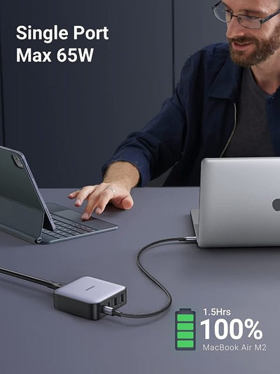 [CLEARANCE] UGREEN Nexode 65W 4-Port USB GaN Fast Desktop Charger with 1.5M Cable US Plug for Laptop, Tablet, Phone, Camera, iPhone, iPad, MacBook, Apple & Android Smartphone | 90735