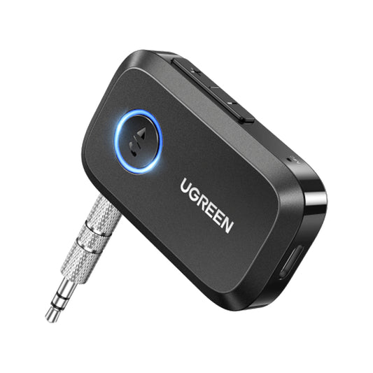 UGREEN Bluetooth 5.3 Wireless 3.5mm Audio Receiver Adapter with Built-In Microphone & Rechargeable Battery for Car Stereo, Speaker, Sound Bars & Headsets | CM596