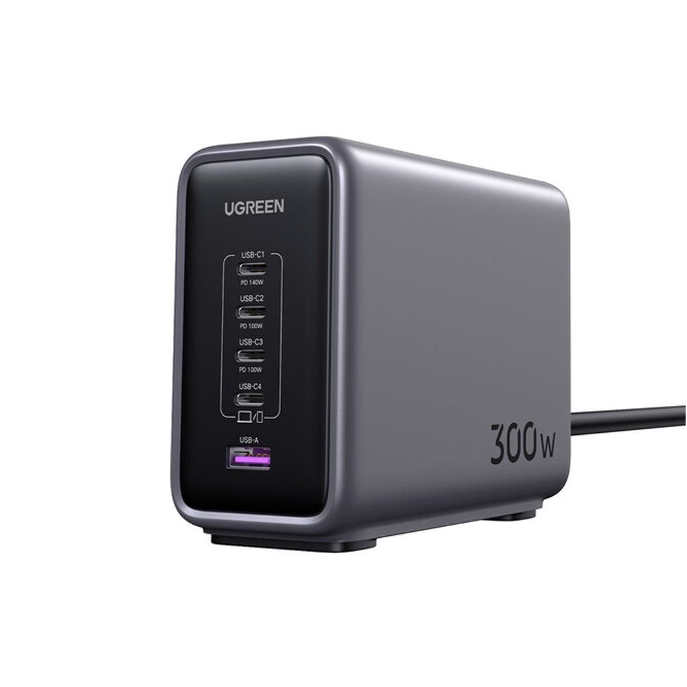 Ugreen Nexode 300W 5-Port PD 3.1 GaN Fast Charging Desktop Charger with USB Type-C Connectivity and 8 Layer Device Security and Protection for Laptop Smartphone | CD333 90872