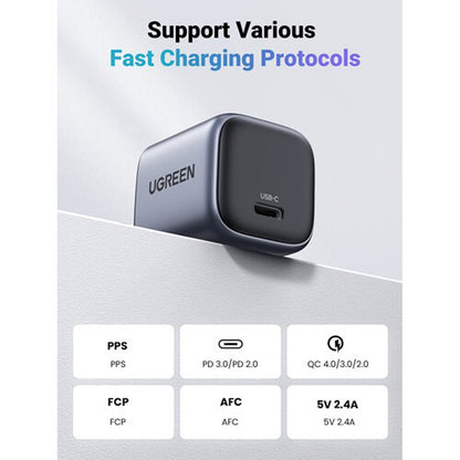UGREEN Nexode 30W USB C Mini GaN Charger - Fast Charging Wall Adapter for iPhone Pro Max, iPad Air Mini Pro, Huawei, Samsung Galaxy Plus Ultra, Google Pixel, Android Smartphone, Tablet | 15329
