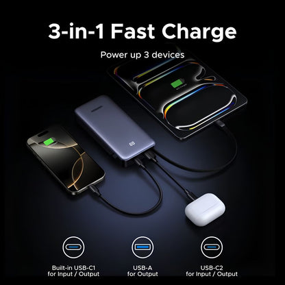 UGREEN Nexode 20000mAh 55W Fast Charging Power Bank w/ Built-In USB-C Cable, 45W PD | PB537 (95178B)