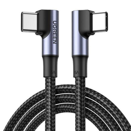 UGREEN 100W 5A 1m / 2m Angled USB C Male to Male Nylon Braided Fast Charging Data Cable Charger with 480Mbps Transfer Rate for Laptop, Tablet, Phone, Camera, MacBook, iPad Pro, etc.