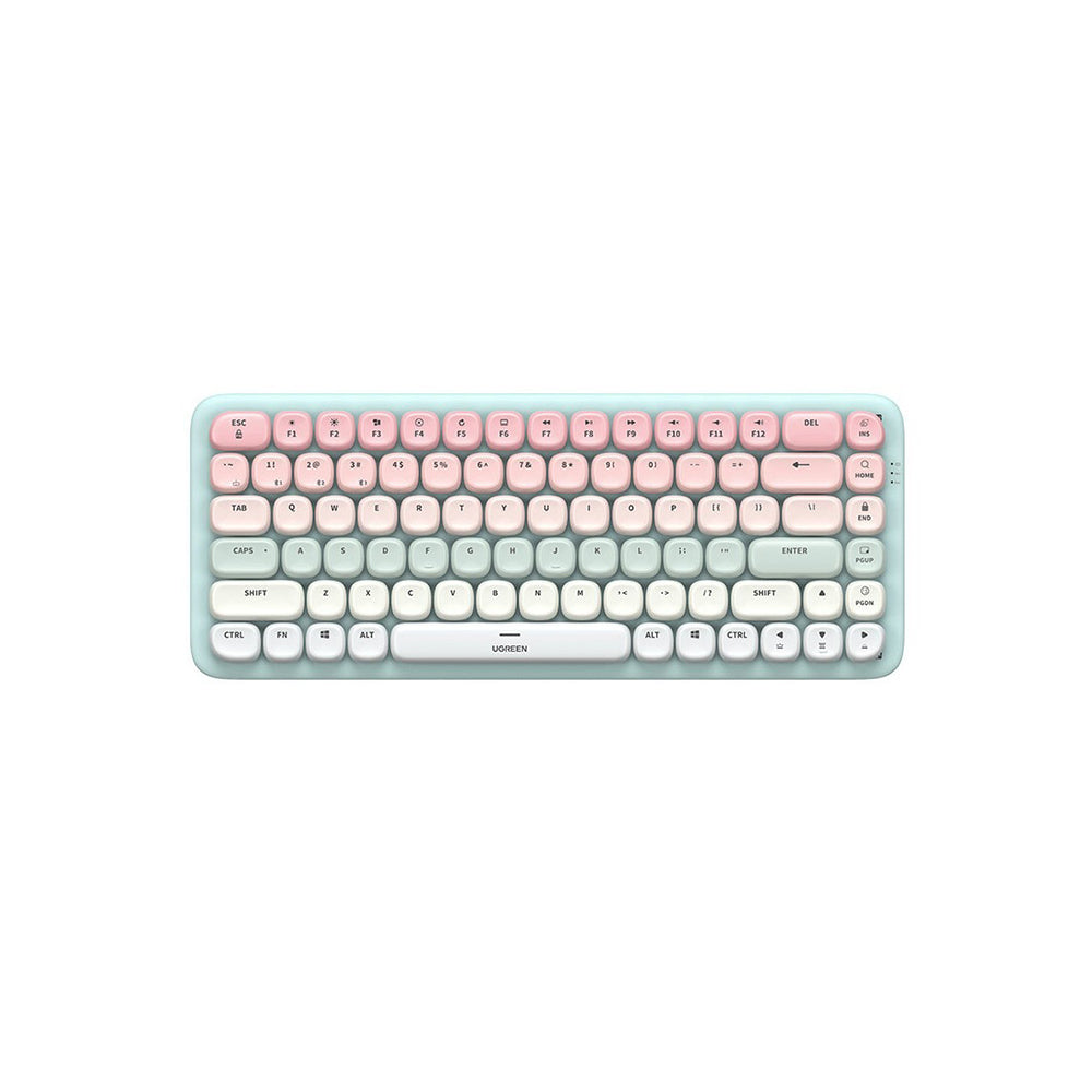 UGREEN Fun+ Bluetooth / Wired USB C Mechanical Keyboard with 84 Multi-Function Keys, Backlit Design, Dynamic Lighting Effects, Up to 15-Hours Battery Life for Windows, macOS, Linux, Android, iOS, Harmony OS - Pink, Blue