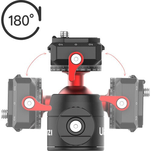 Ulanzi U-70 Metal Dual Cold Shoe Tripod Ball Head Spherical Bracket with Quick Release Plate