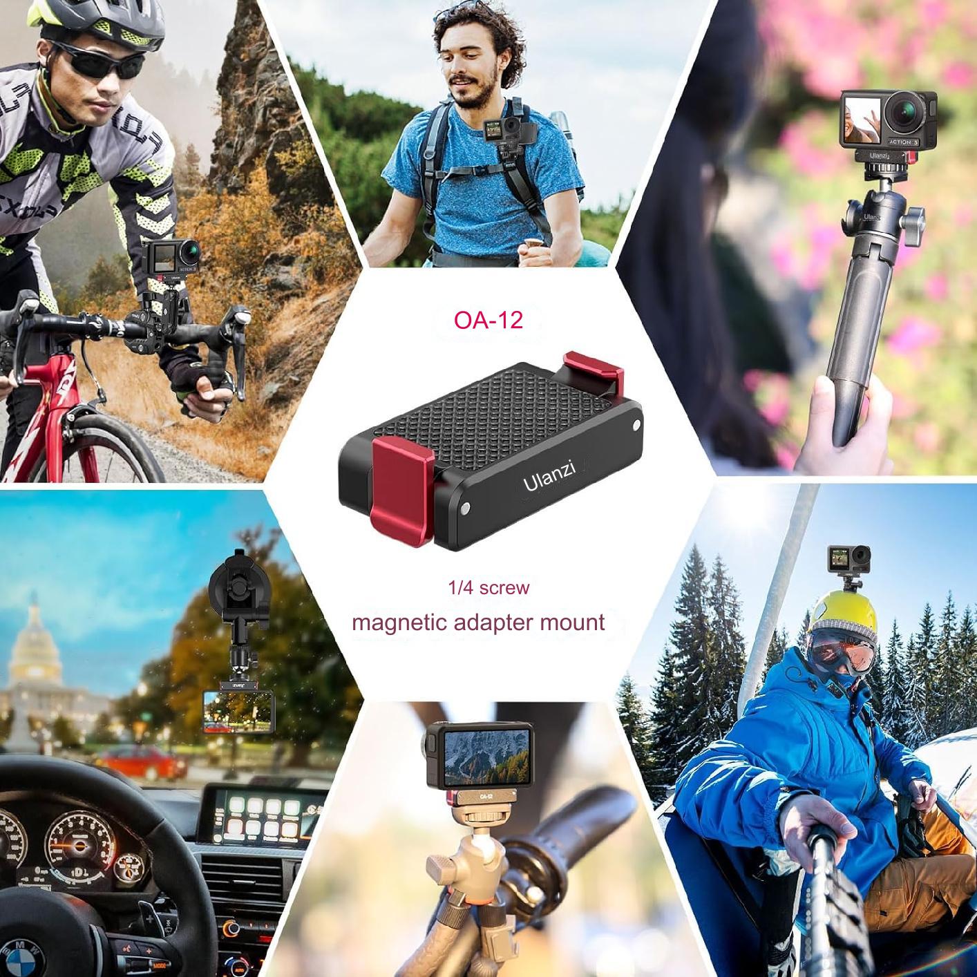 [CLEARANCE] Ulanzi OA-12 Magnetic 1/4'' Base Adapter Tripod Head for DJI Osmo Action 2 Camera with ARRI Positioning Hole