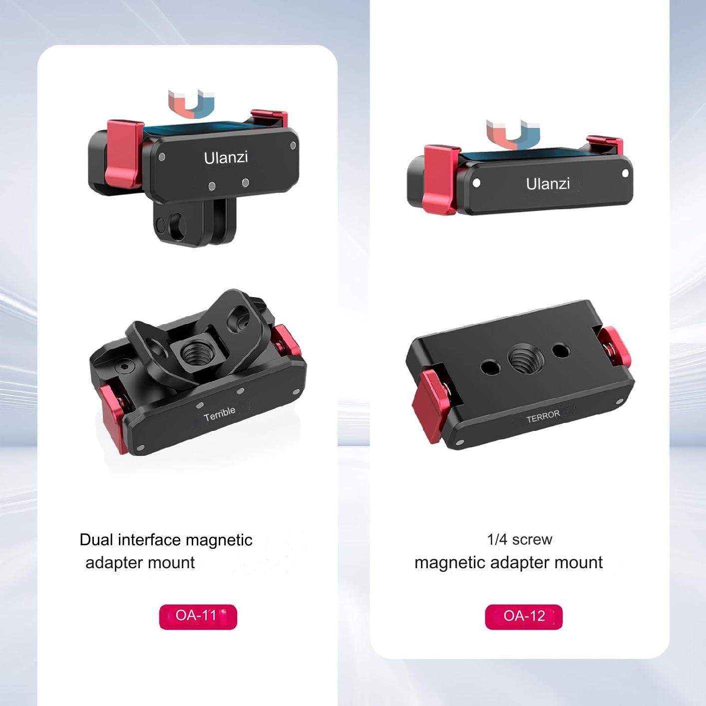 [CLEARANCE] Ulanzi OA-12 Magnetic 1/4'' Base Adapter Tripod Head for DJI Osmo Action 2 Camera with ARRI Positioning Hole