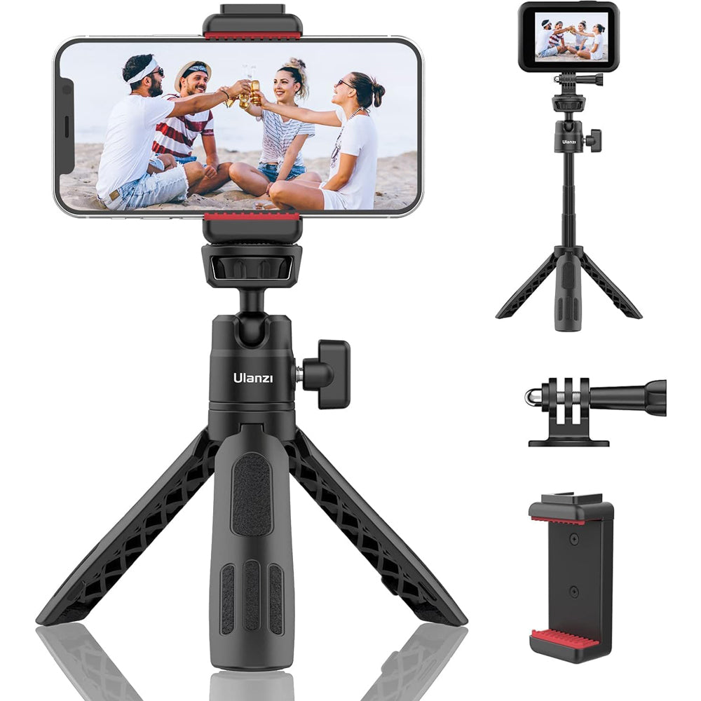 Ulanzi M12 Tripod Selfie Stick with 360 / 120 Degree Pan Tilt Ball Head with Extendable 12.5" Max Height, Max 500g Load Capacity for GoPro Action Cameras and Smartphones