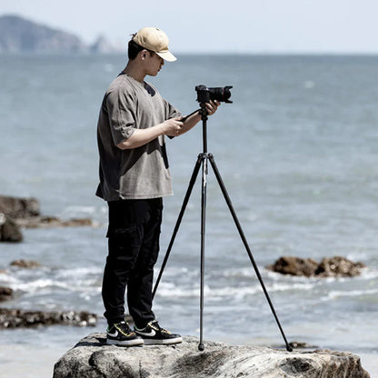 Ulanzi F38 X-AirCross Quick Release Video Travel Tripod Carbon Fiber Lightweight with 1.5m Max. Height, Built-in Phone Holder, Low Angle Shooting, Built-in 360 Degree Panoramic Ball Head, 10kg Max. Payload, Bowl Base