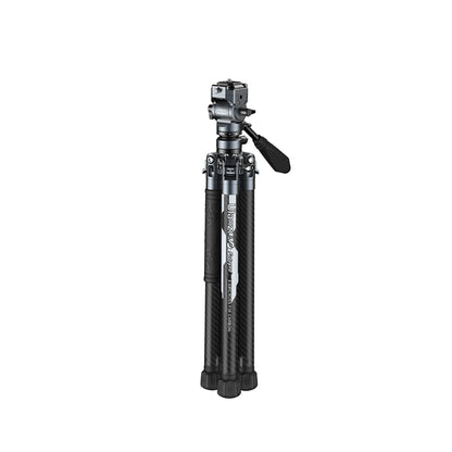 Ulanzi F38 X-AirCross Quick Release Video Travel Tripod Carbon Fiber Lightweight with 1.5m Max. Height, Built-in Phone Holder, Low Angle Shooting, Built-in 360 Degree Panoramic Ball Head, 10kg Max. Payload, Bowl Base