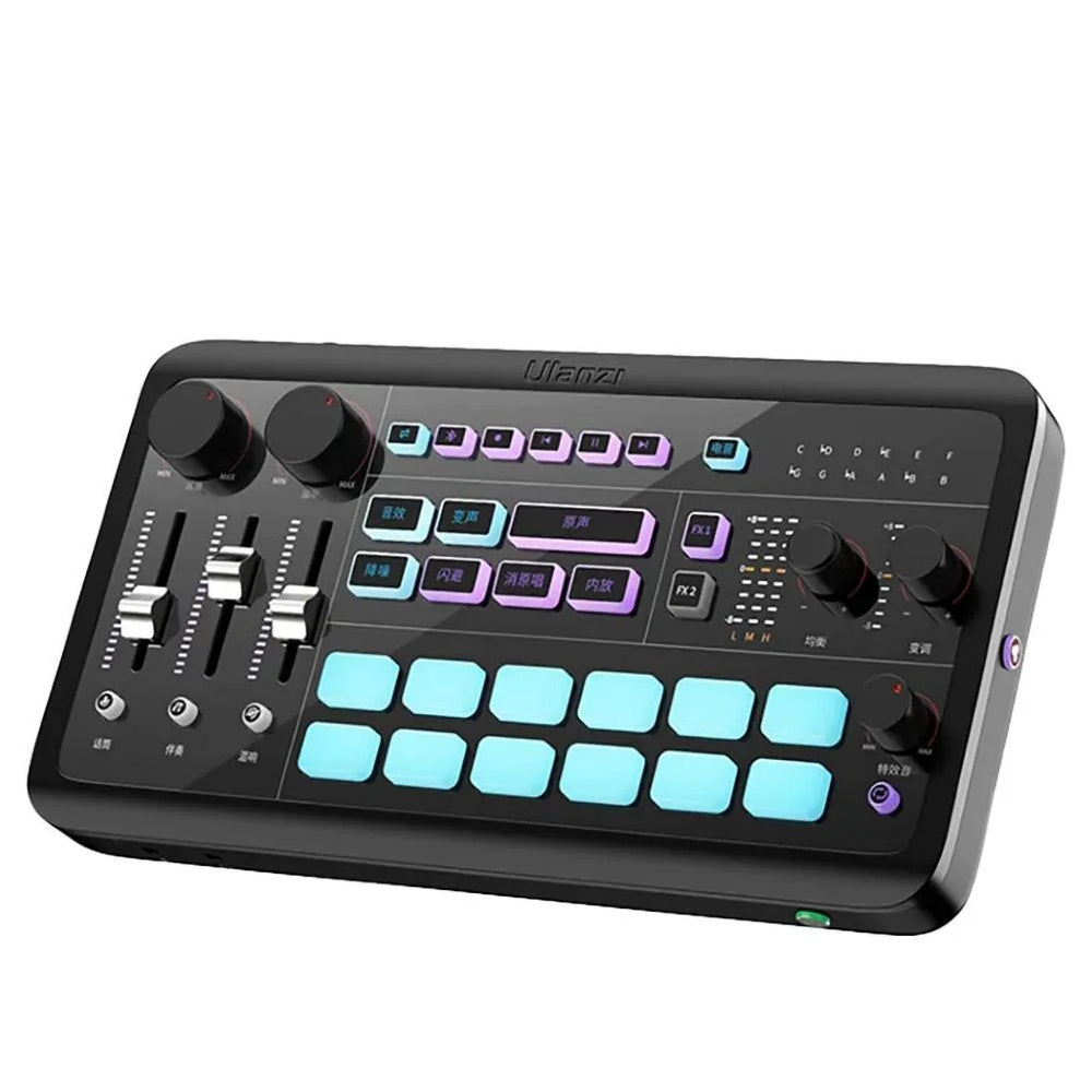 Ulanzi AX01 All-in-One Audio Mixer with Individual Controls, 12 DIY Audio Effects, Multi Channel, Bluetooth, RGB Lights Effects, Dual-Core DSP for Game Live Streaming, Live Karaoke