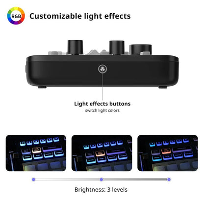 Ulanzi AX01 All-in-One Audio Mixer with Individual Controls, 12 DIY Audio Effects, Multi Channel, Bluetooth, RGB Lights Effects, Dual-Core DSP for Game Live Streaming, Live Karaoke