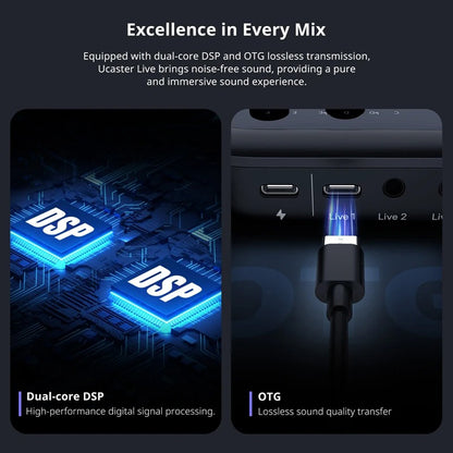 Ulanzi AX01 All-in-One Audio Mixer with Individual Controls, 12 DIY Audio Effects, Multi Channel, Bluetooth, RGB Lights Effects, Dual-Core DSP for Game Live Streaming, Live Karaoke