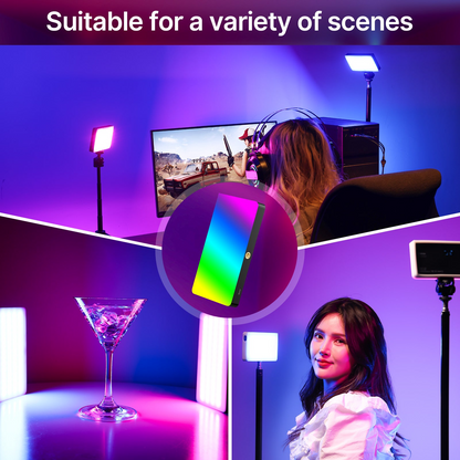 Ulanzi LT002 7" RGB LED Video Light 2500K-9000K Pocket Fill Light with 120 Degree Lighting Angle, 10W 4000mAh Battery Capacity, Scene Light Effects, 1.5m Type C Power Cable, Soft Light Hood, Honeycomb Cover & Magnetic Patch B01002