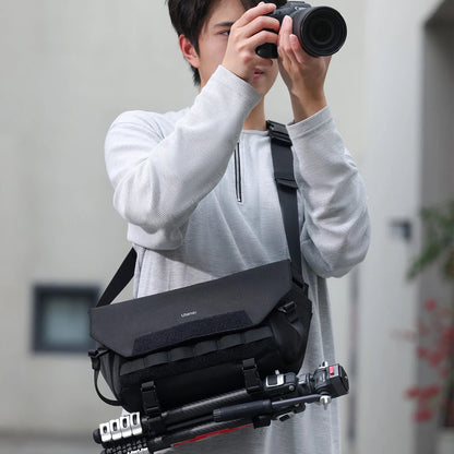 Ulanzi BC08 9L Tactical Camera Sling Bag with Tripod Strap Holder, Velcro Closure, Removable Interior Storage Dividers, and Detachable Shoulder Pad for Sony FUJIFILM Nikon Canon Panasonic Lumix Olympus DJI Insta360 GoPro
