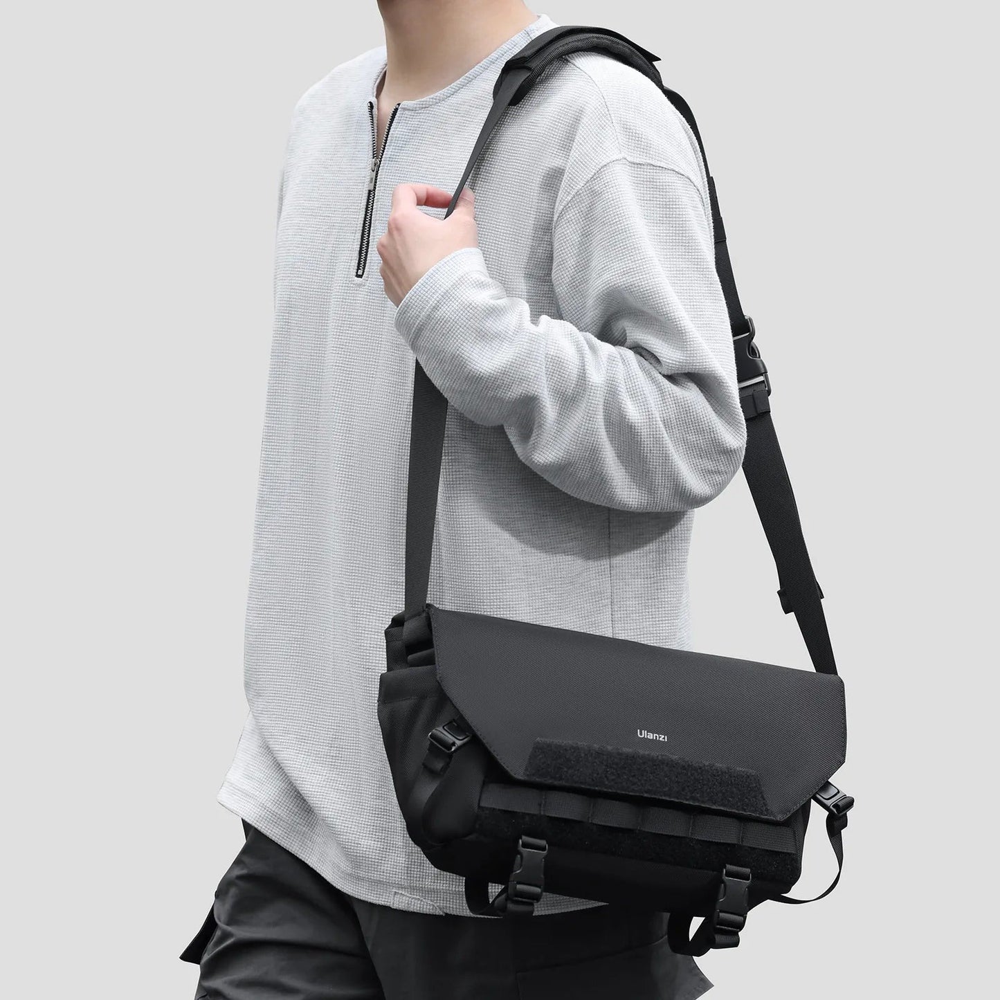 Ulanzi BC08 9L Tactical Camera Sling Bag with Tripod Strap Holder, Velcro Closure, Removable Interior Storage Dividers, and Detachable Shoulder Pad for Sony FUJIFILM Nikon Canon Panasonic Lumix Olympus DJI Insta360 GoPro