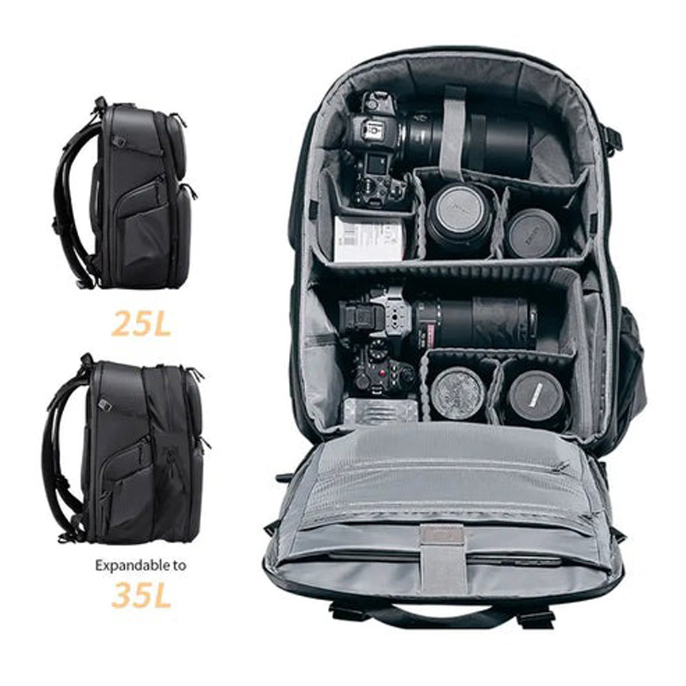 Ulanzi BP10 Hardshell 35L Camera Backpack with Anti-theft Buckle, Concealed Pocket for Apple AirTag, Tripod Holder, Dual Quick Side Access, Laptop Compartment, Large Capacity Storage Bag for Sony Fujifilm Canon Nikon Lens Speedlite Battery